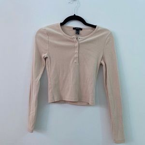 Tan/cream long sleeve crop top size medium